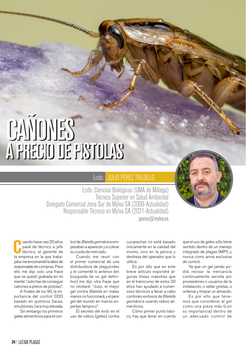 Apertura del artículo sobre uso de cebos en control de cucarachas