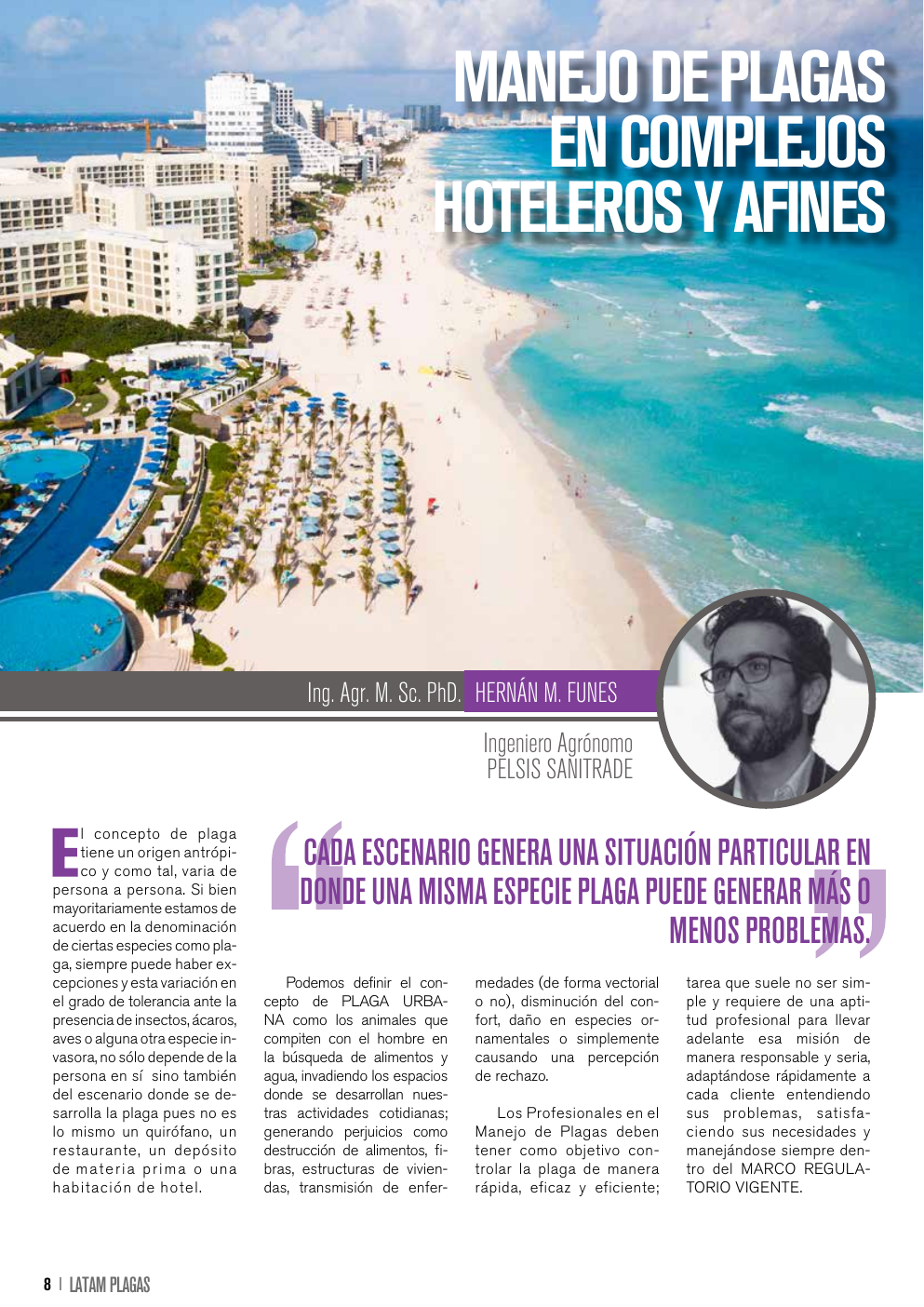 Apertura del artículo sobre manejo de plagas en complejos hoteleros