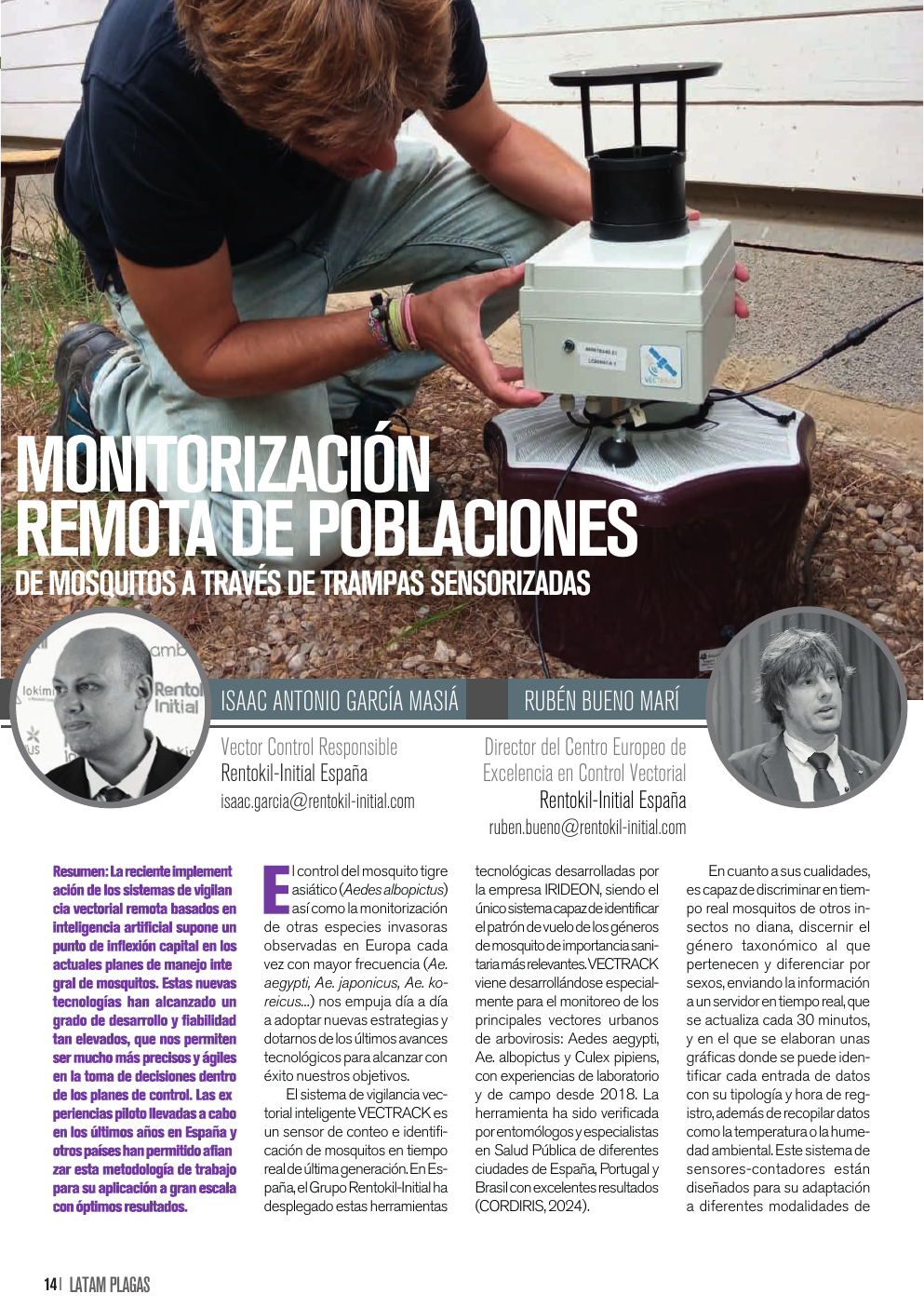 Apertura del artículo sobre monitorización remota de mosquitos