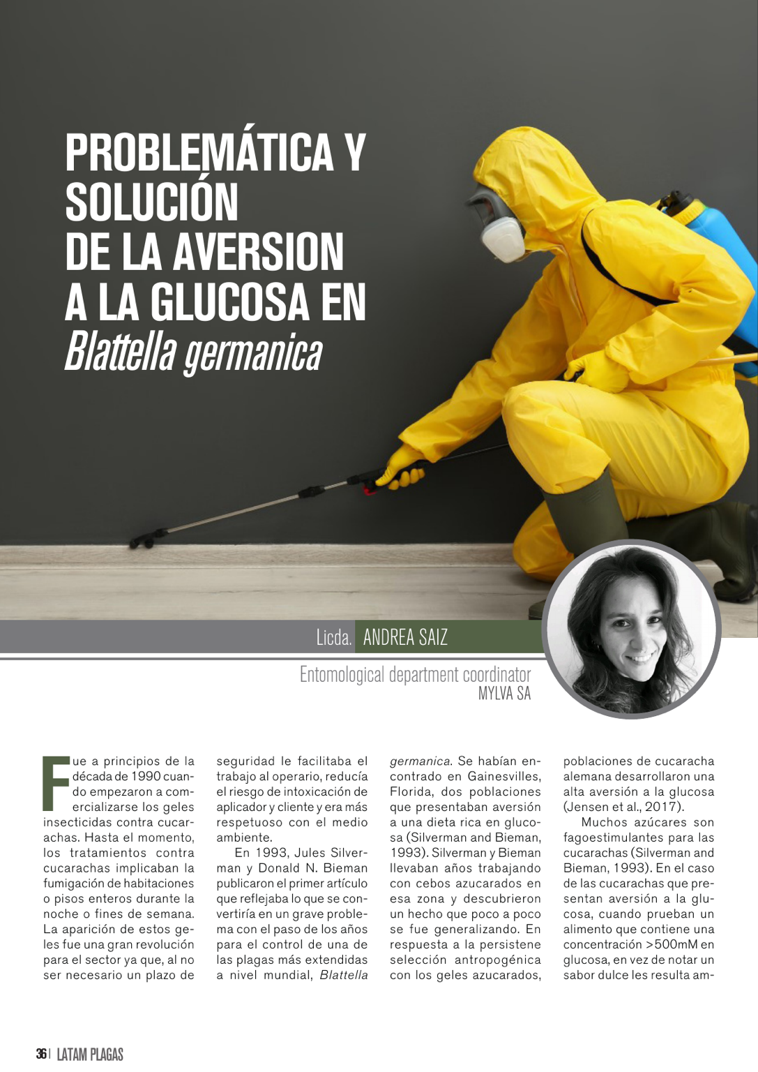 Apertura del artículo sobre aversión a la glucosa en Blattella germanica