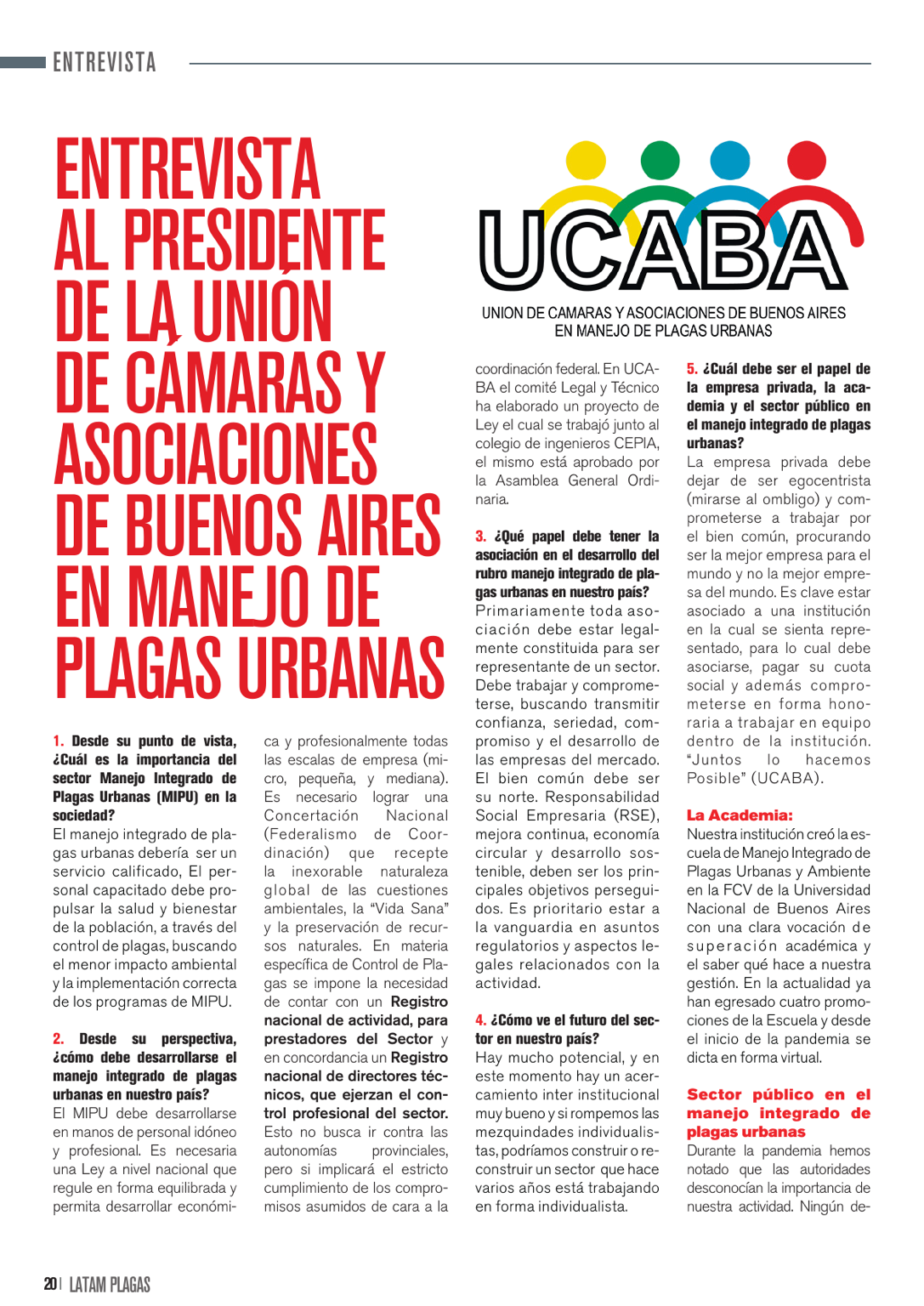 Entrevista al presidente de UCABA en la edición 12 de Latam Plagas