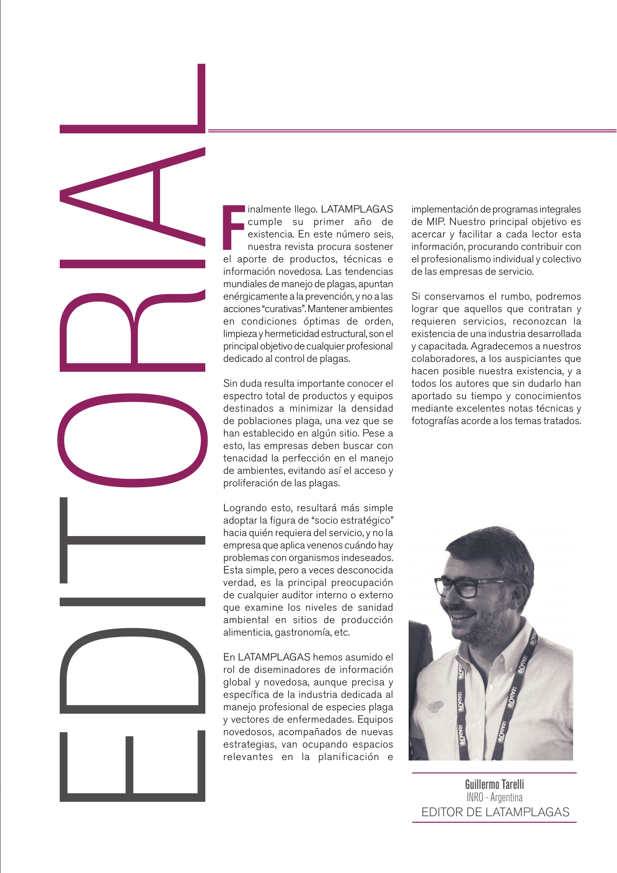 Editorial de la sexta edición de Latam Plagas