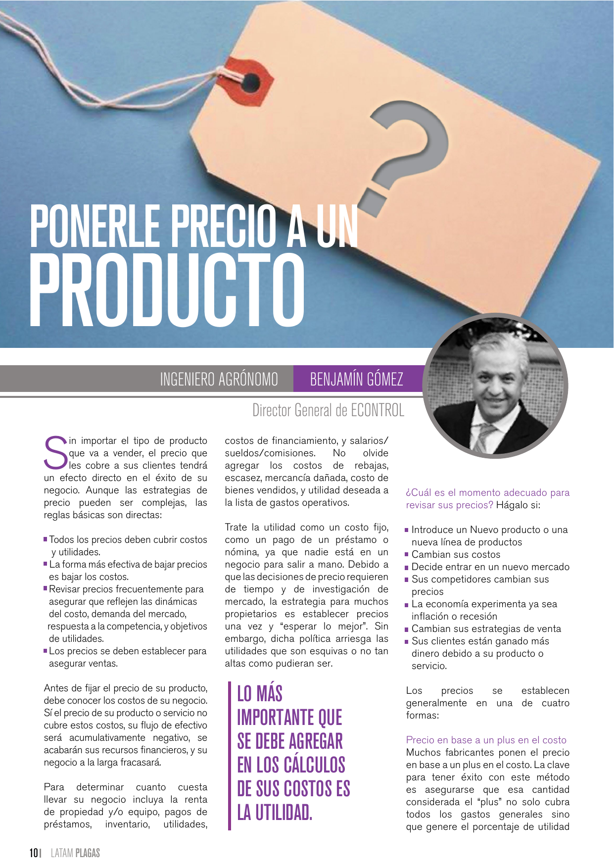 Apertura del artículo sobre cómo ponerle precio a un producto