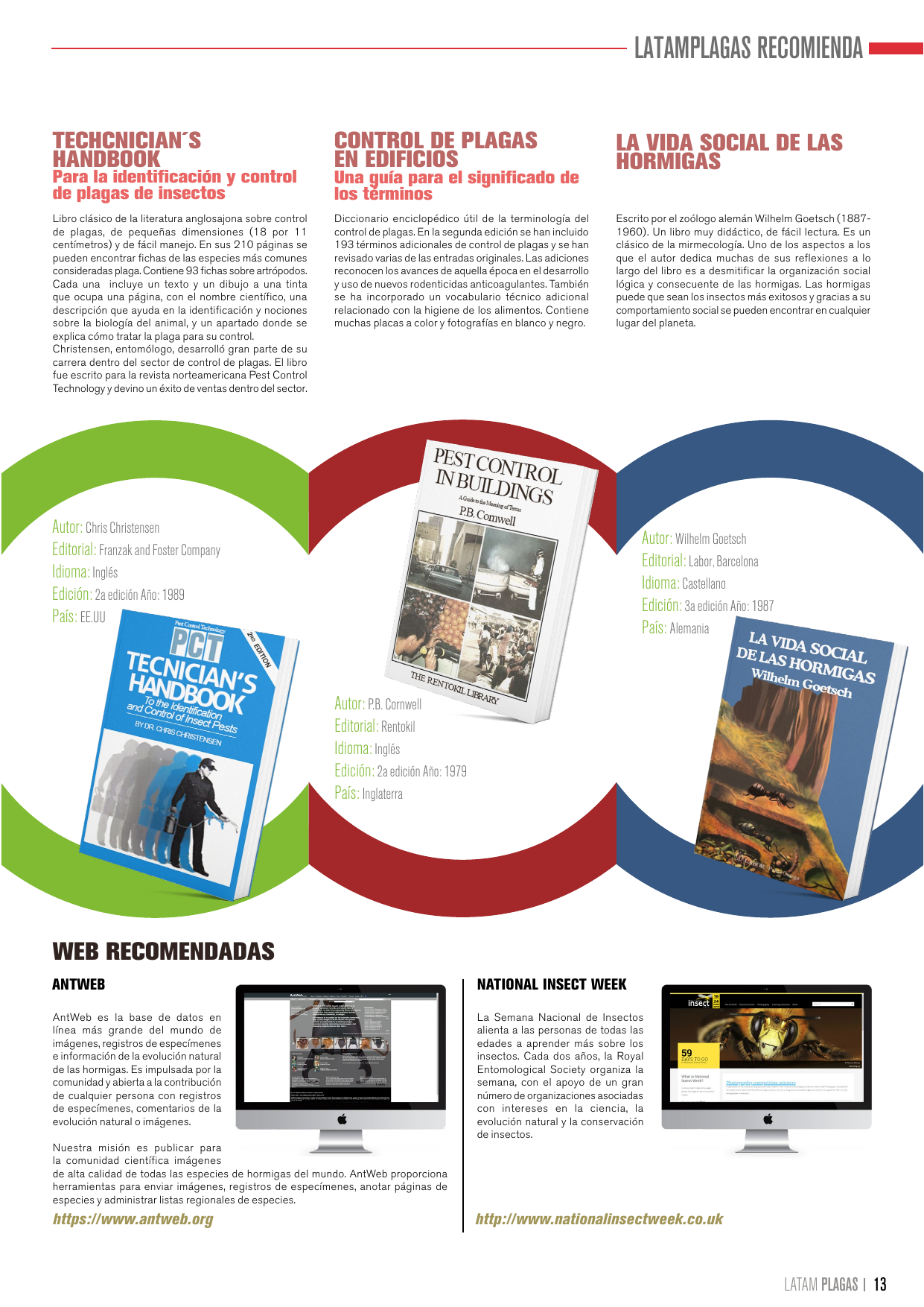 Página de recomendaciones editoriales de la quinta edición