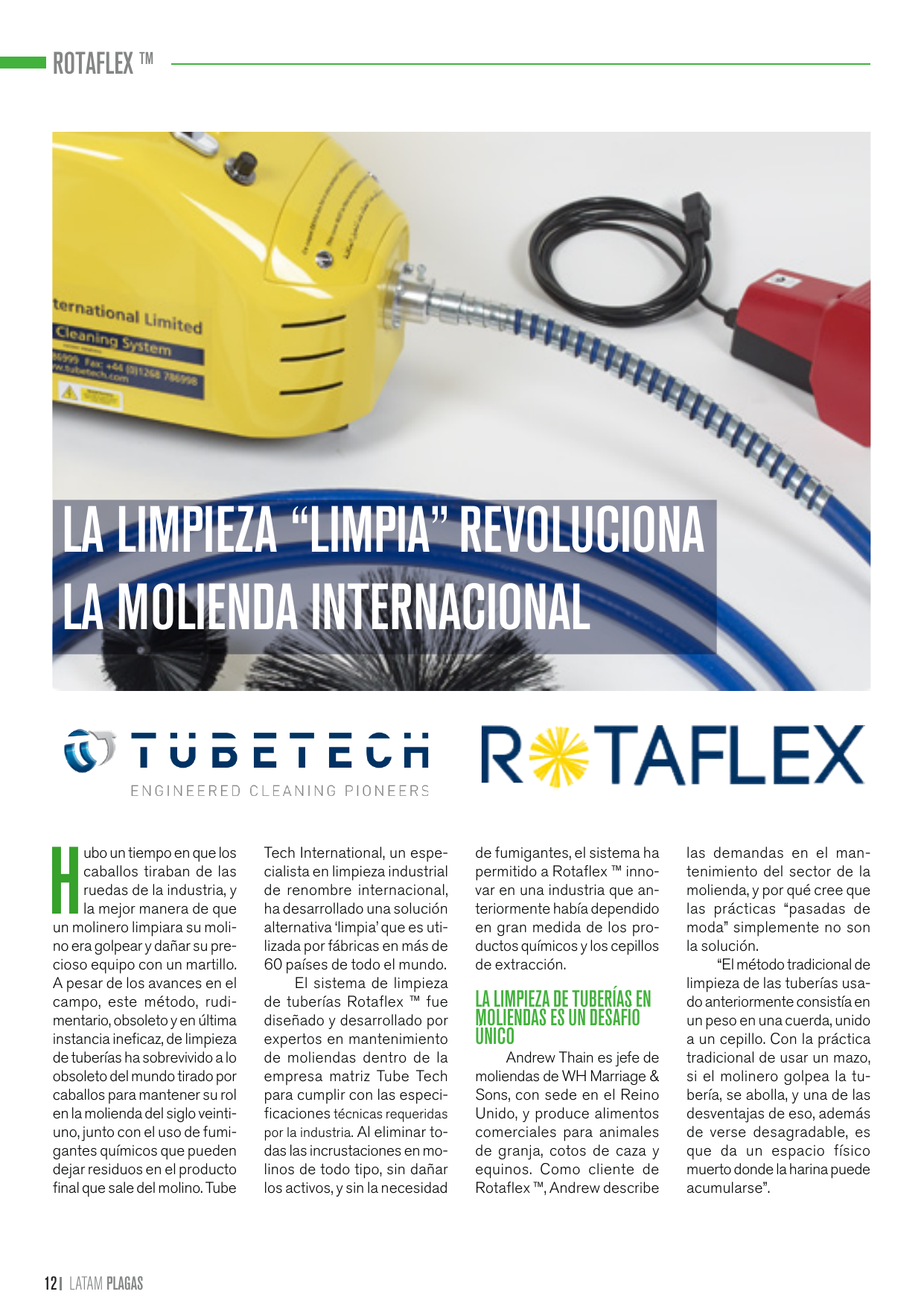 Apertura del artículo sobre limpieza industrial Rotaflex en molienda