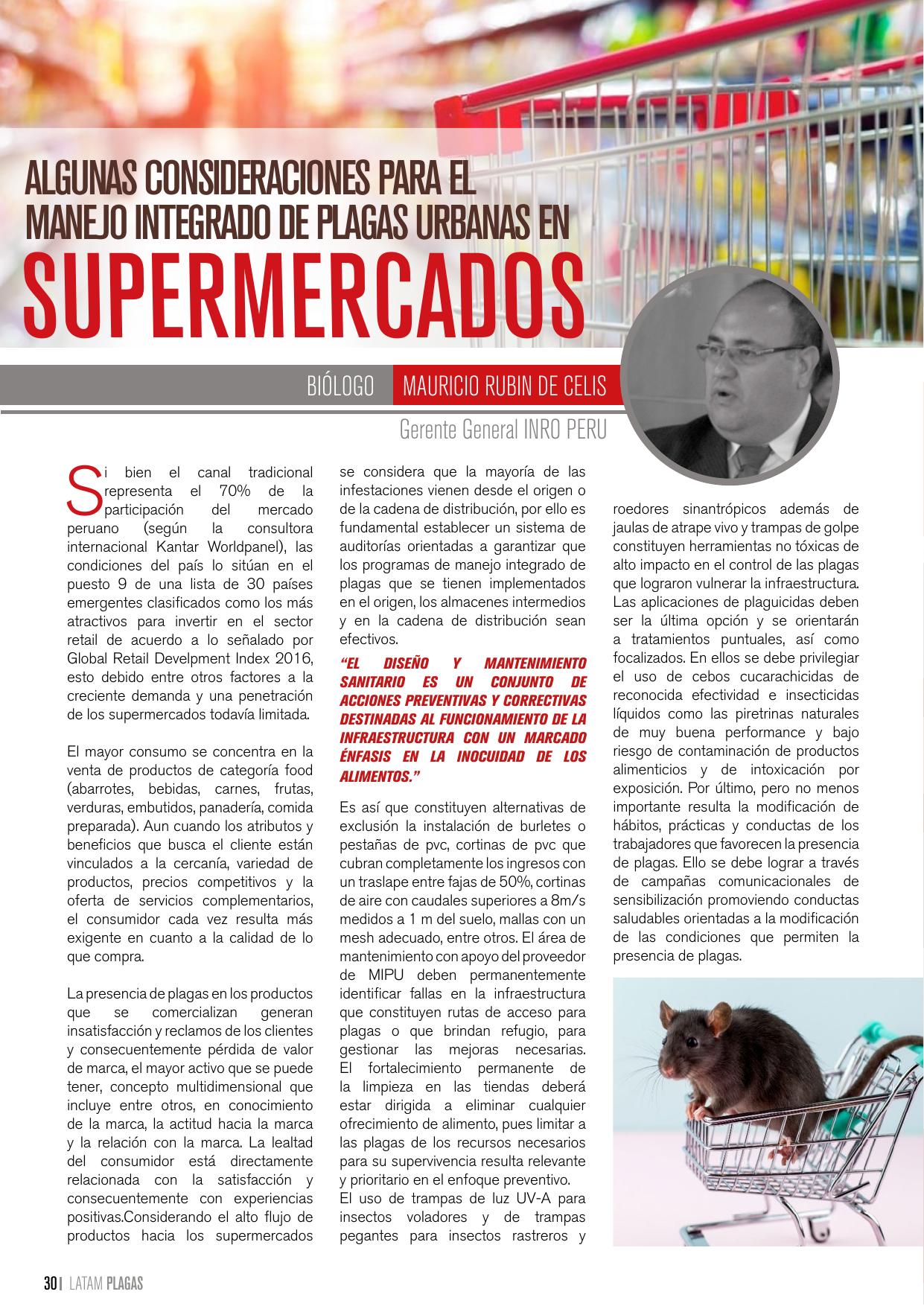 Apertura del artículo sobre manejo integrado de plagas en supermercados