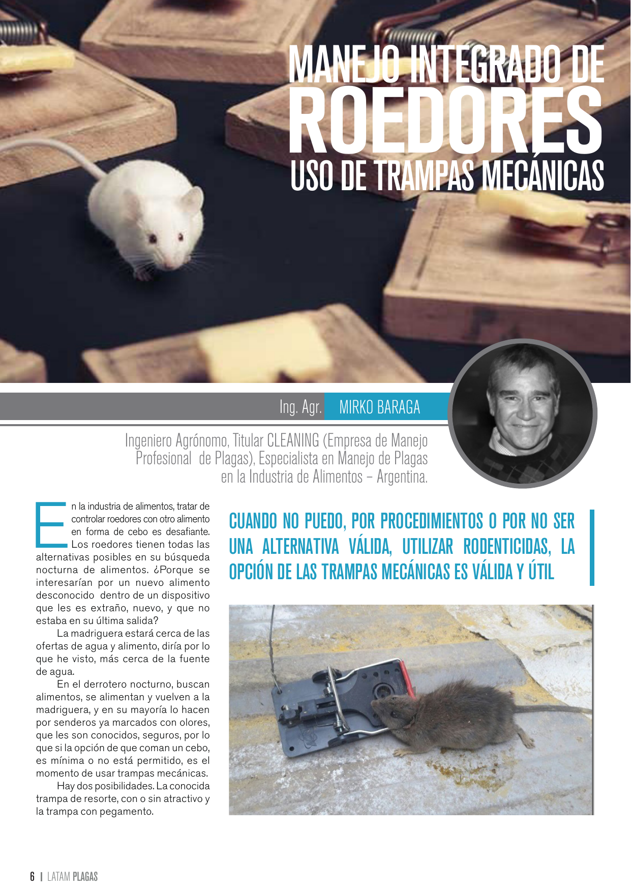 Apertura del artículo sobre uso de trampas mecánicas para roedores