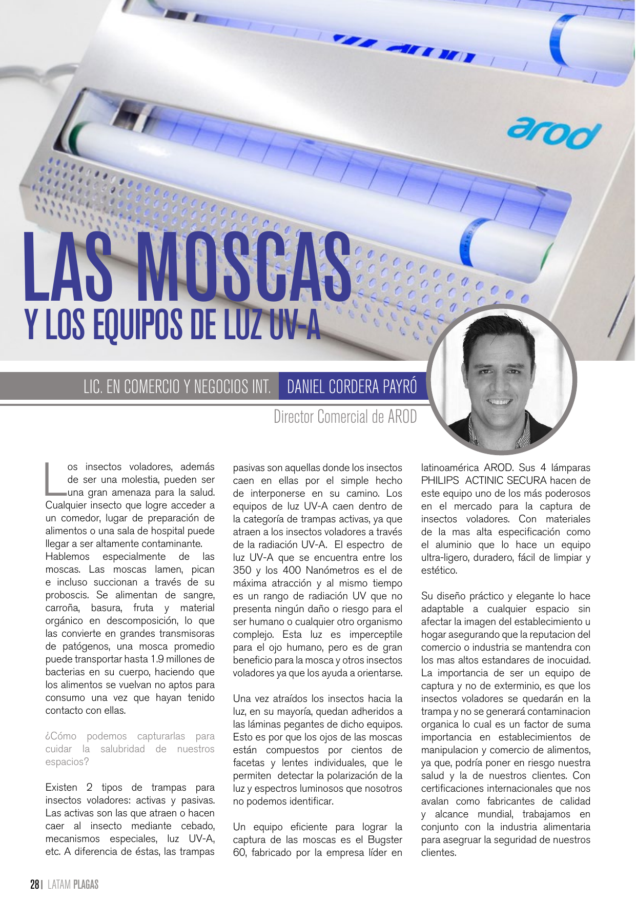 Apertura del artículo sobre moscas y equipos de luz UV-A
