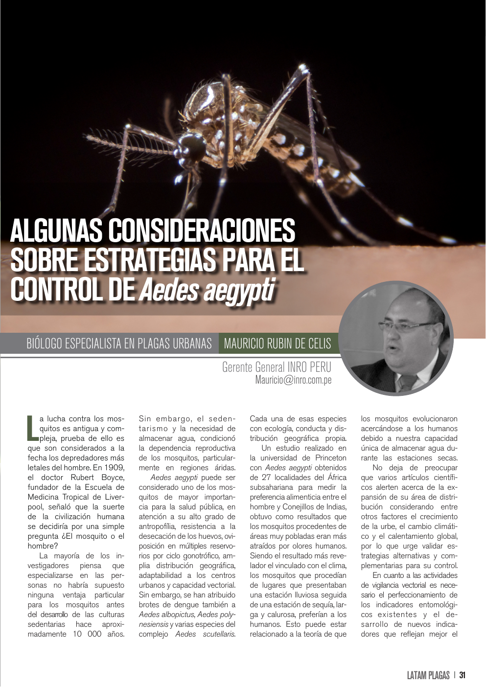 Apertura del artículo sobre estrategias para controlar Aedes aegypti