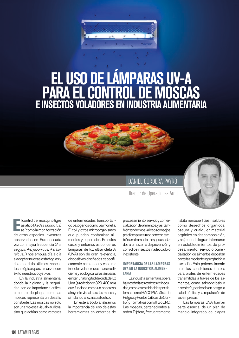 Apertura del artículo sobre lámparas UV-A para control de moscas e insectos voladores