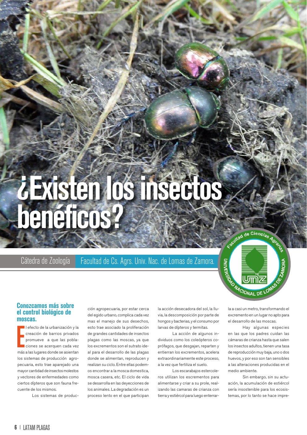 Apertura del artículo sobre insectos benéficos